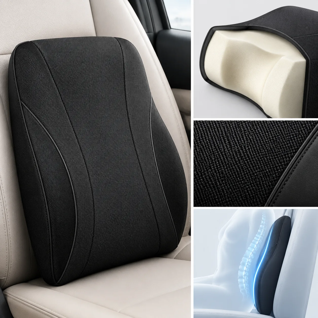 Ergonomic Memory Foam Car Lumbar Support