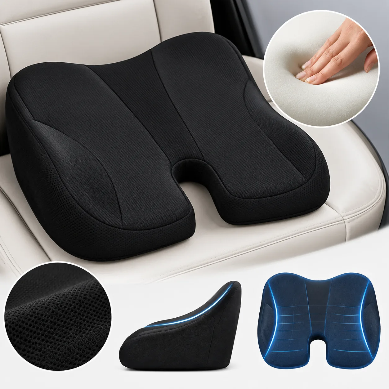 Ergonomic Memory Foam Car Seat Cushion