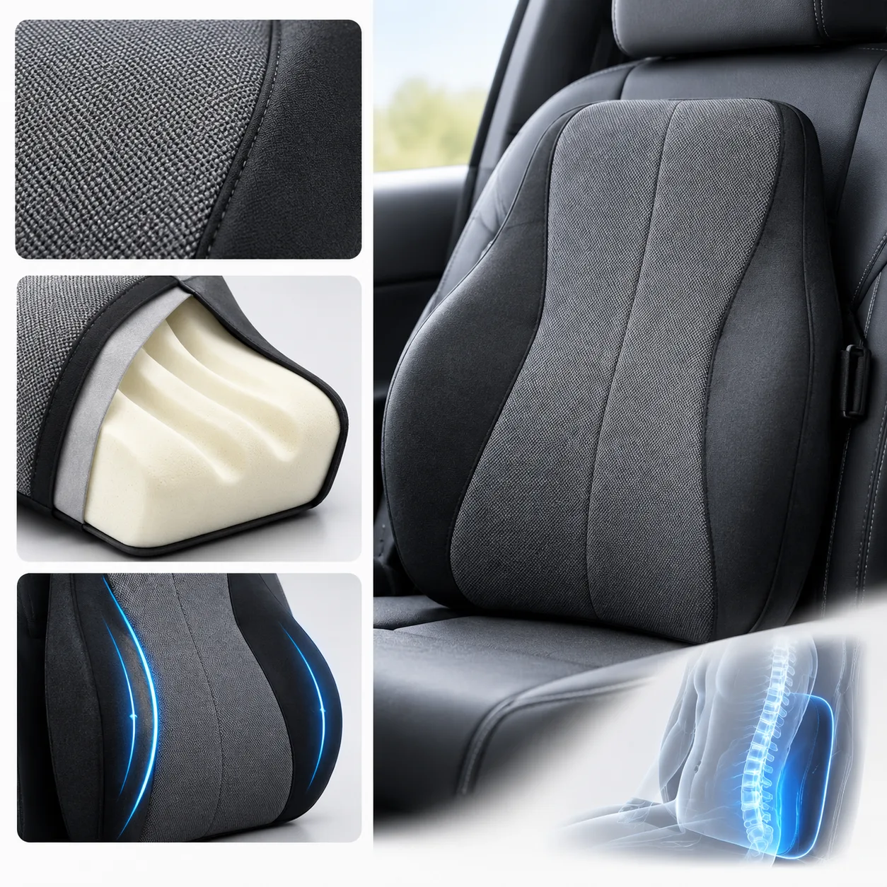 Ergonomic Car Driver Memory Foam Support Cushion
