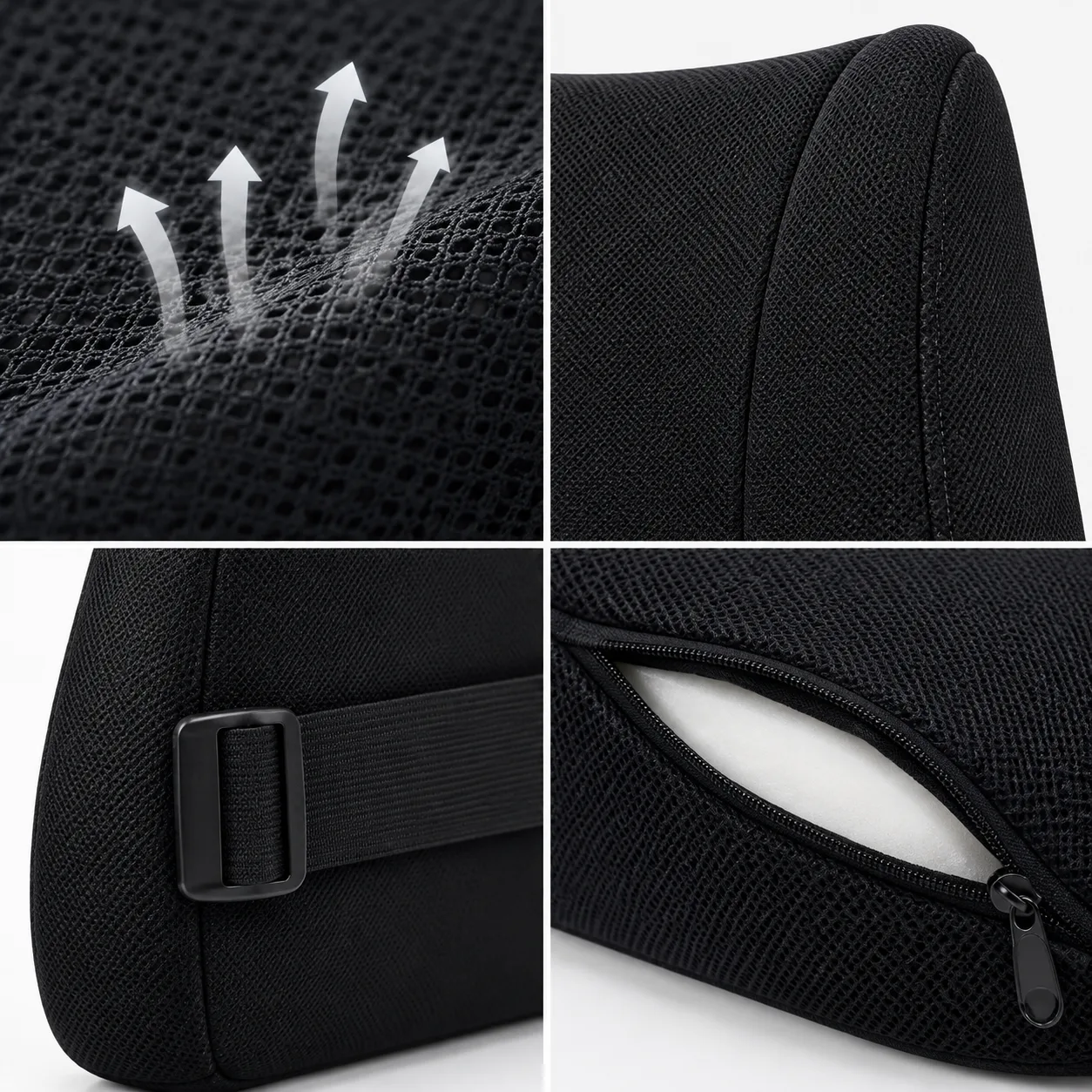 High-Support Memory Foam Automotive Back Cushion