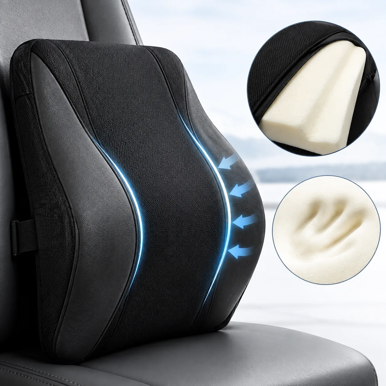 Ergonomic Memory Foam Commercial Vehicle Lumbar Support