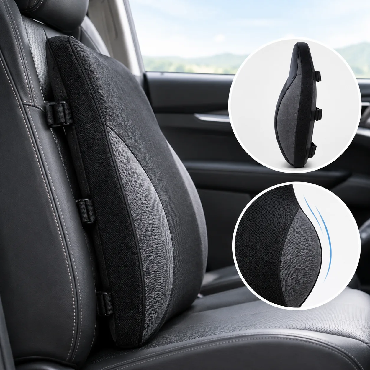 Custom Fabric Memory Foam Car Lumbar Support