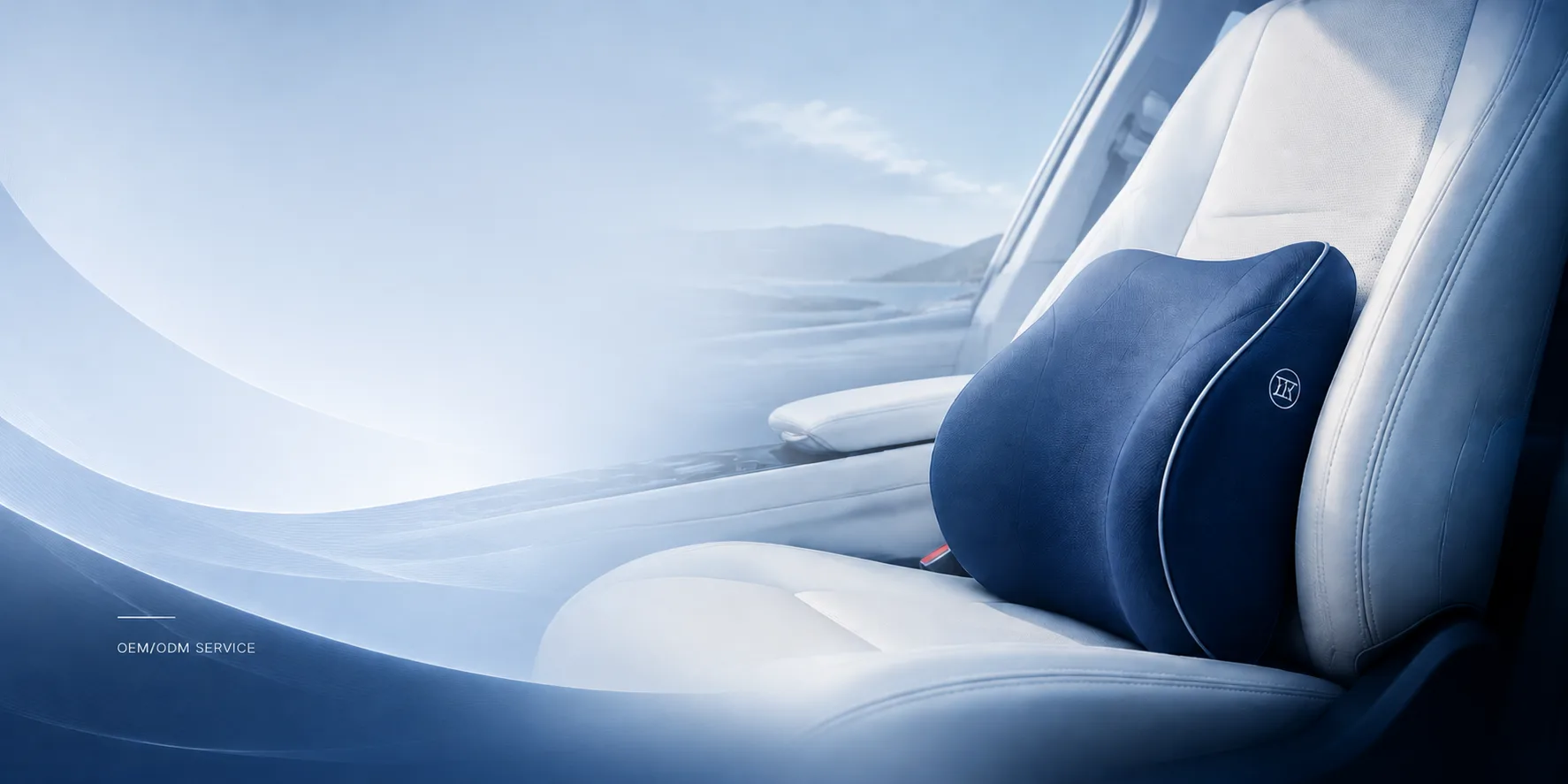 Ergonomic lumbar support cushion fitted into an automotive seat