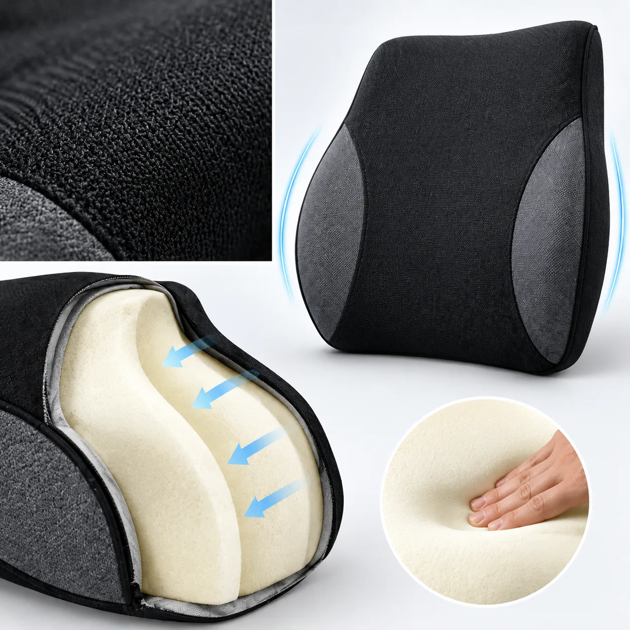 Custom Fabric Memory Foam Car Lumbar Support