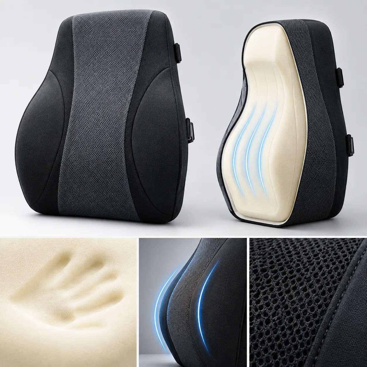 Ergonomic Memory Foam Full-Back Car Support Cushion
